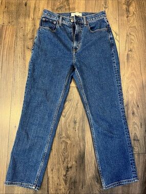 Abercrombie & Fitch Dark Blue High-Rise Ankle Straight Jeans